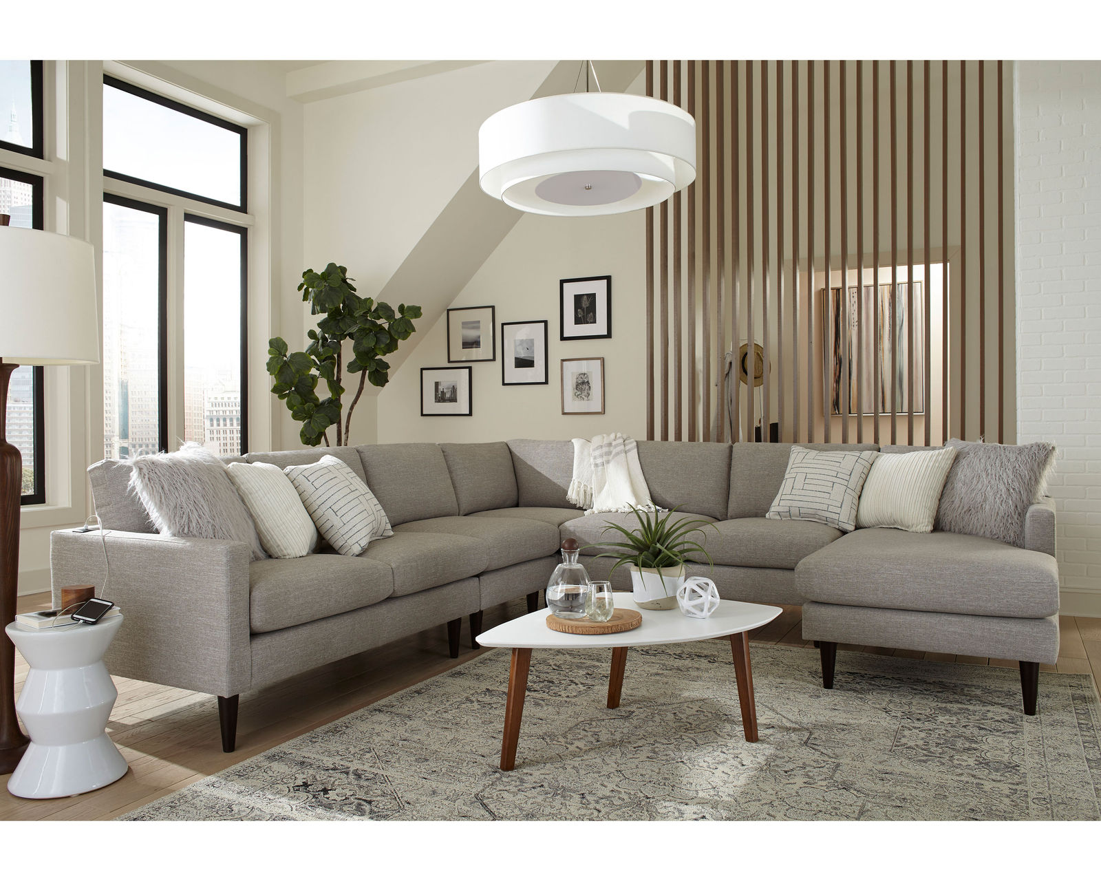 Trafton M10 Stationary Sectional (+139 fabrics)USB charging - Layout G: Four Piece Sectional 92" x 124" (Two USB chargers)