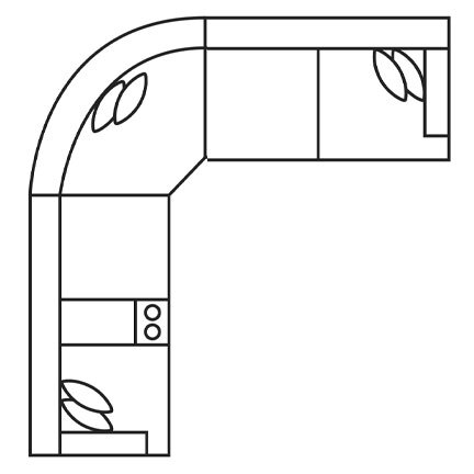 Layout B: Six Piece Sectional 140" x 128" (3 recliners)