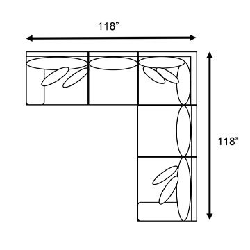 Layout F: Three Piece Sectional - 118" x 118"