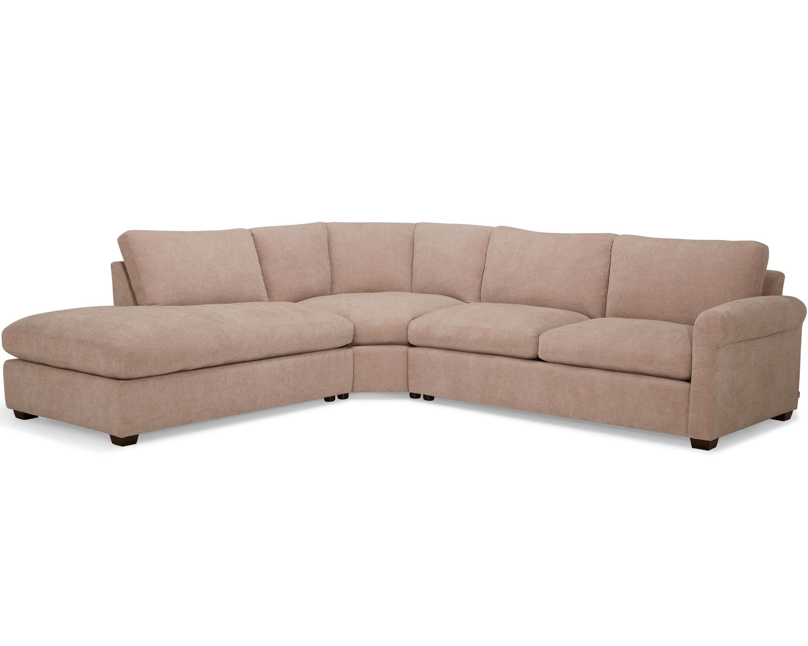 Madison 77656 Roll Arm Sectional (+60 fabrics) - Layout O: Three Piece Sectional. 108" x 119"