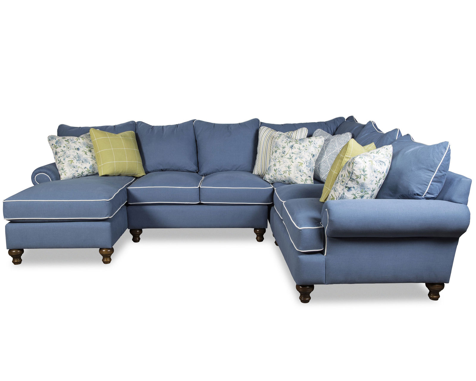 Laurens Stationary Sectional (Performance fabrics) P7117BD-Sect - Sectional Layout N:  Over 100 high performance fabrics and 15 wood finishes.