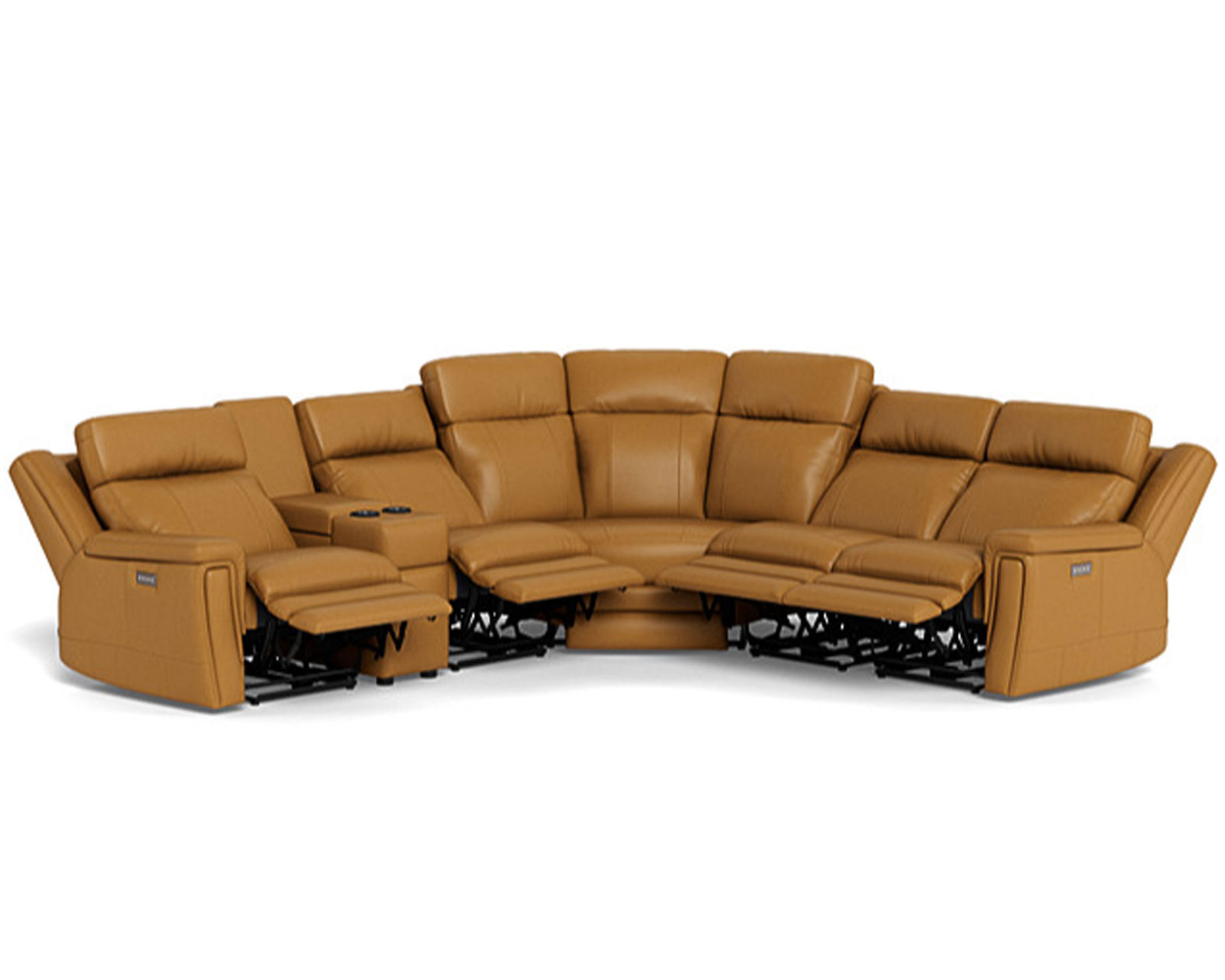 Asher 41065 Power Headrest Power Reclining Leather Sectional (+100 leathers) - Layout A: Five Piece Sectional 109" x 109" (2 Recliners)