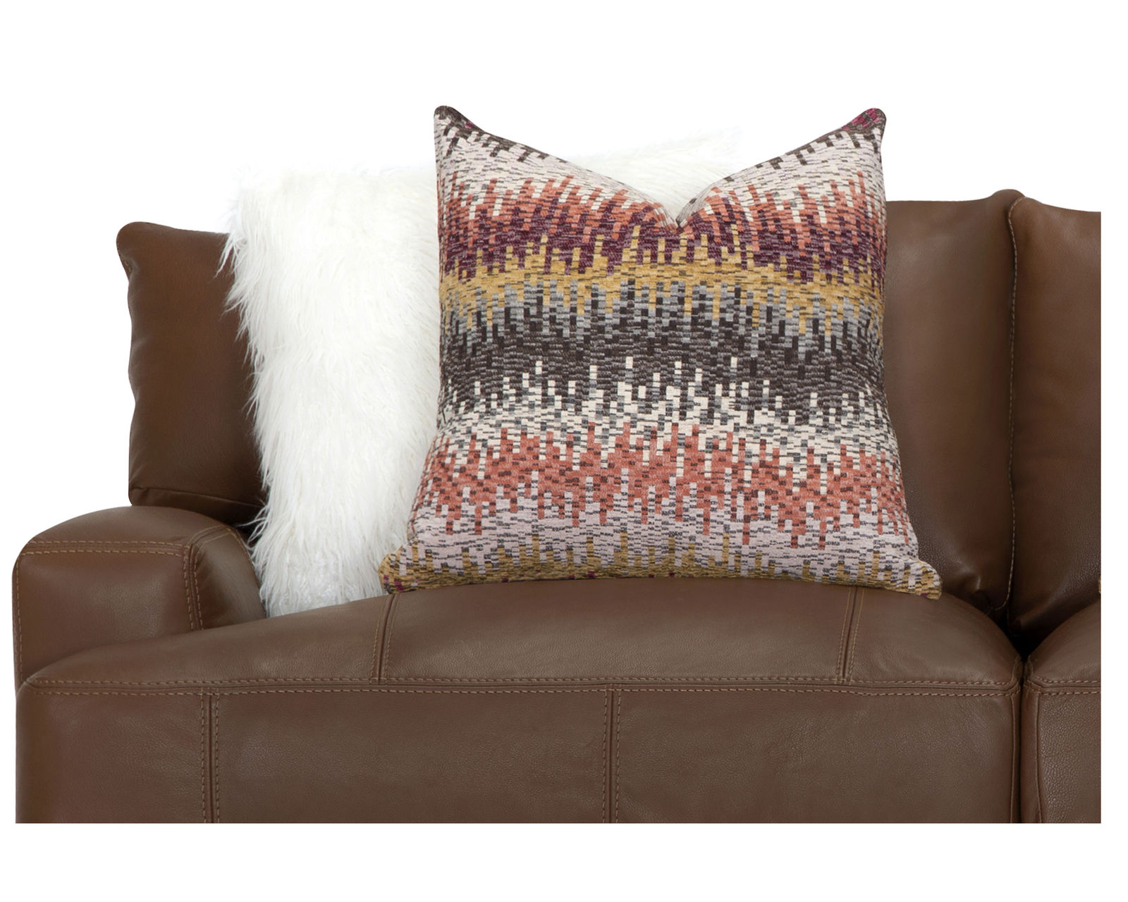 Gia 909 Leather Stationary Sofa (87") Includes Pillows - Includes all throw pillows
