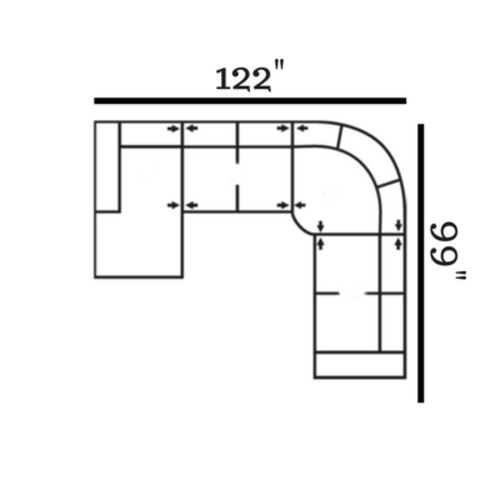 Layout B: Four Piece Sectional 62" x 122" x 99"