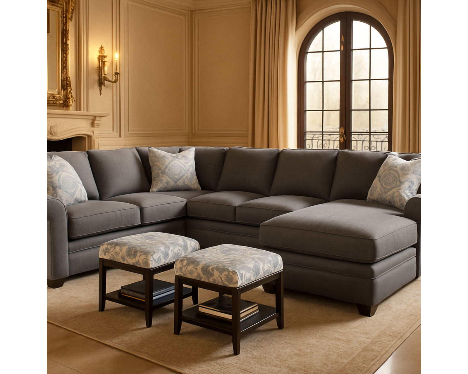 Bedford Four Piece Chaise Sectional (+69 fabrics) - Layout B: Four Piece Sectional 102" x 124" x 68"