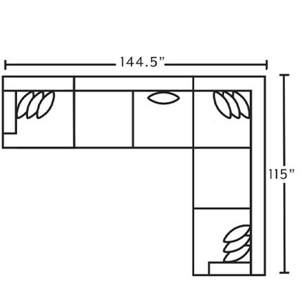 Layout J: Four Piece Sectional 144.5" x 115"