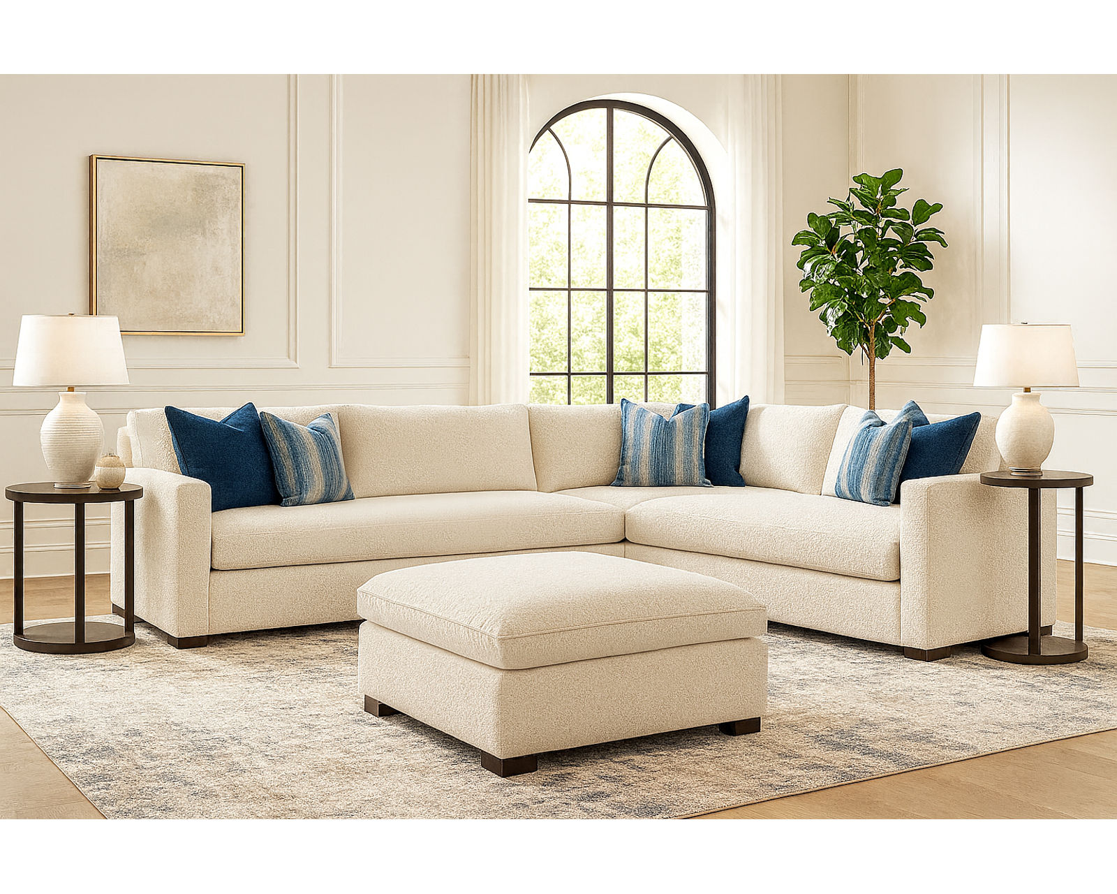 Bel Air 705 Stationary Bench Seat Sectional (Fabric choices) - Layout F:  Three Piece Sectional 115" x 115" 