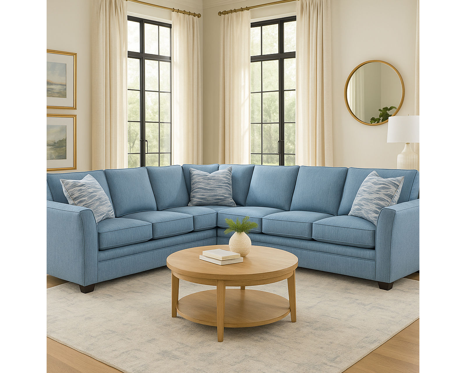 Bridgeport Stationary Sectional (+69 fabrics) - Layout C:  Three Piece Sectional 98" x 121"