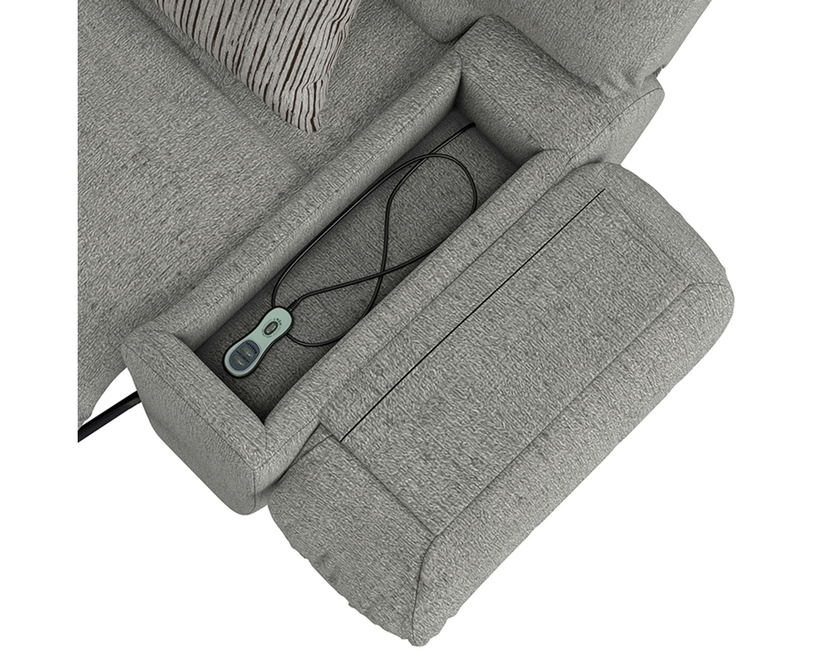 Quinn Three-Piece Reclining Sectional - Entertainment, Storage, Heat & Massage—Built Into One Incredible Sectional. - In Arm Storage for Remote Controls