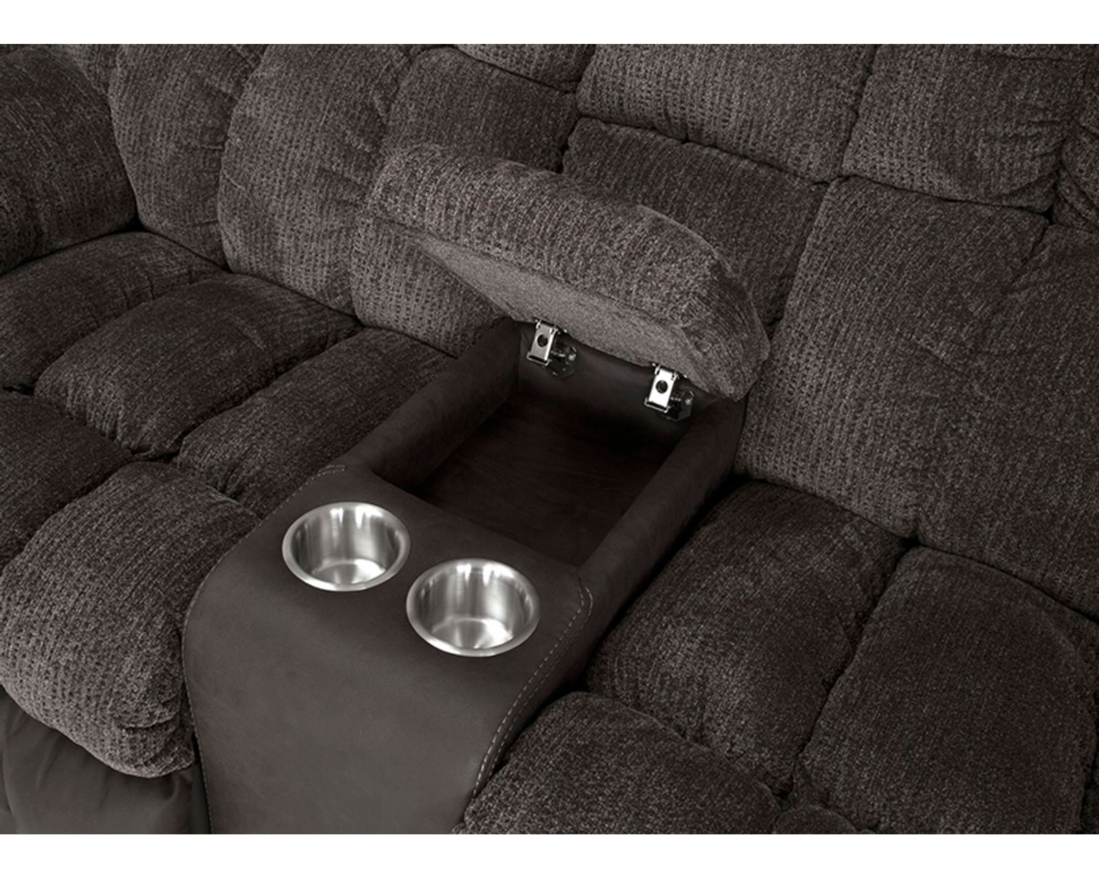 Westwood 88.5" Reclining Sofa with Drop-Down Table, Reading Lights, Cupholders & Storage Drawer (Movie-Night Comfort. Entertainment Built Right In) - Center Console Feature Storage, Cupholders