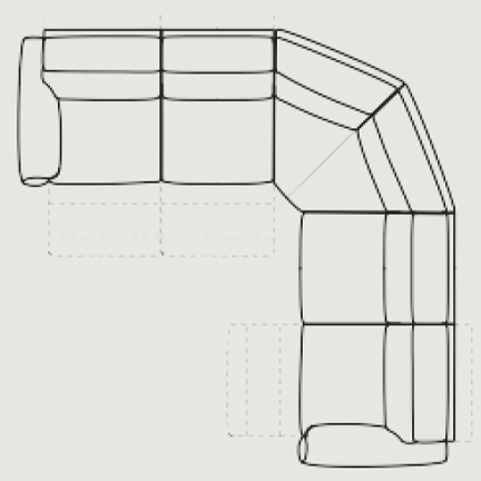 Layout F: Five Piece Reclining Sectional 120" x 120" (three recliners)