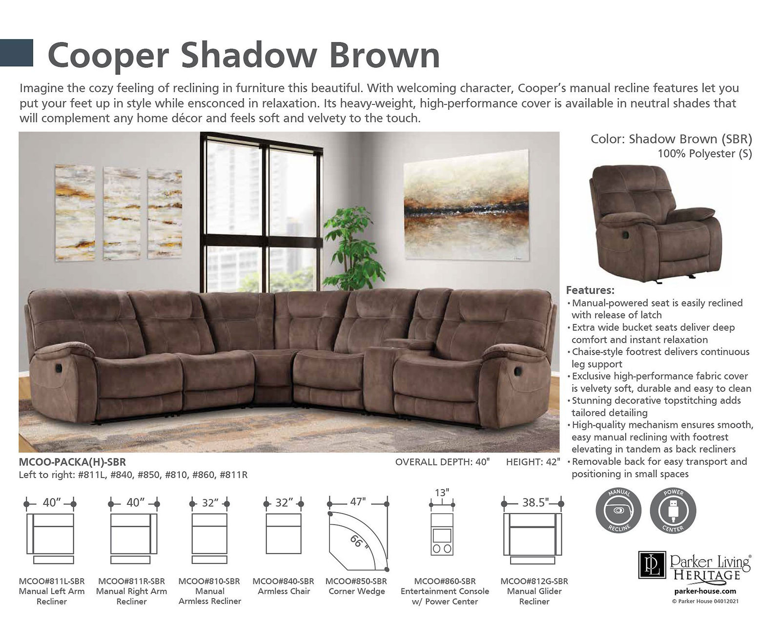 Cooper Brown Reclining Sectional (In stock - Fast shipping)