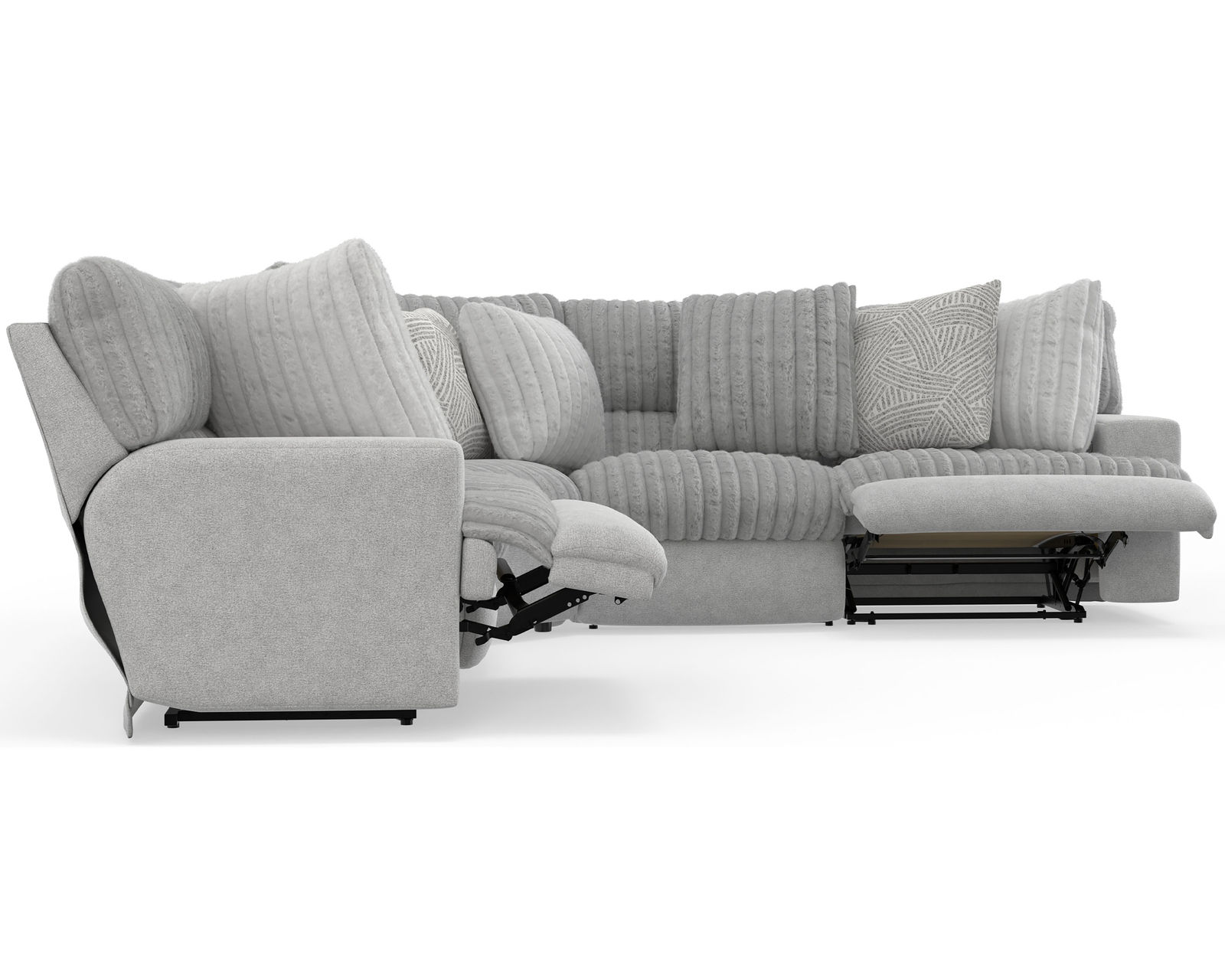 Abraxas Two Tone Modular Reclining Sectional (includes pillows) - Layout K: Five Piece Reclining Sectional 127" x 127" (2 Recliners)