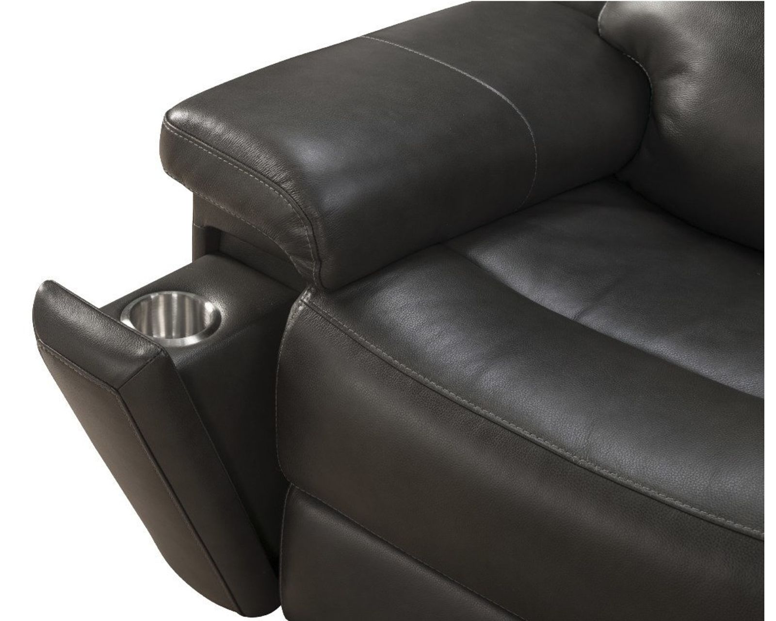 Leon 87" Power Reclining Sofa w/Power Head Rests, Power Lumbar, Heat & Massage (Dropdown Table w/Smart Tabletop Control) In stock