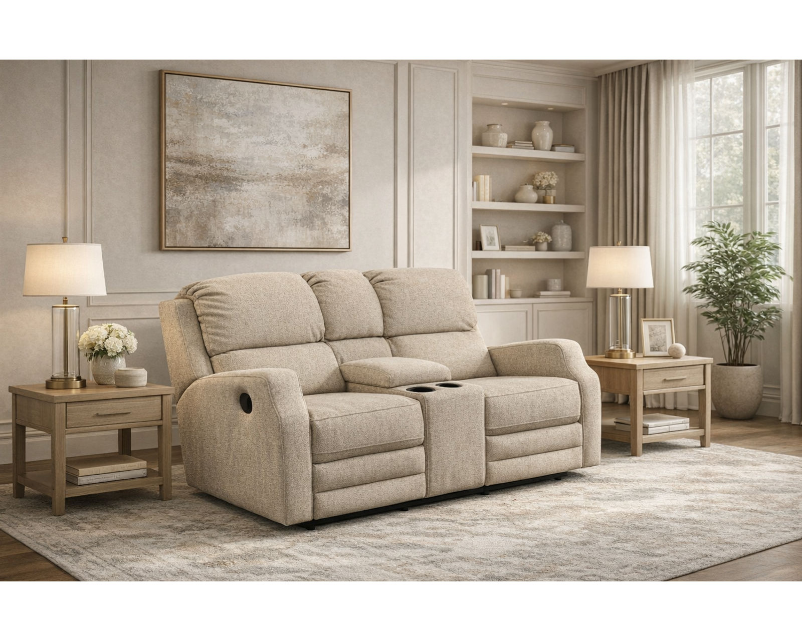 Uptown 79" Reclining Sofa - EZ1A00 (+100 Standard and Performance Fabrics) - Uptown 68" Double Reclining Console Loveseat