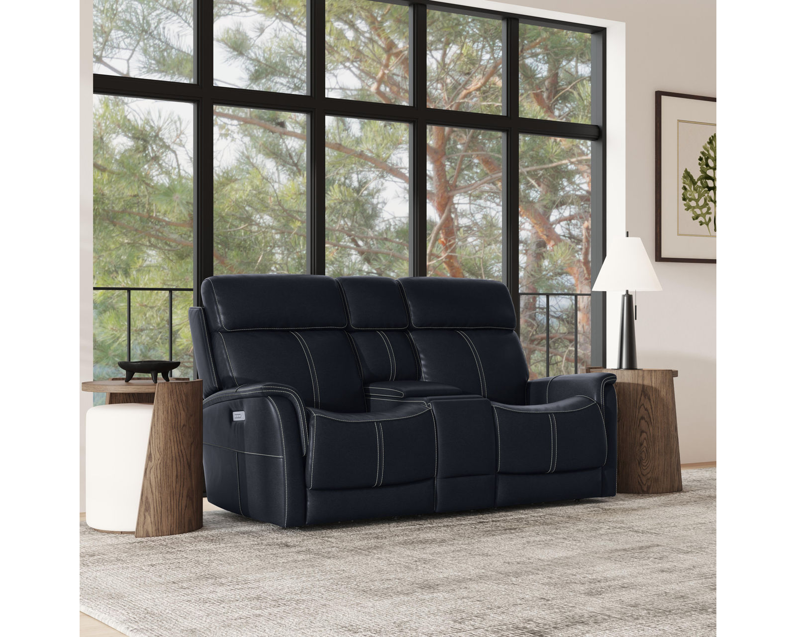 View 1524 Triple Power Reclining Console Loveseat (050-40) +3 colors - In stock - Padded arms enhance comfort and reduce pressure on forearms