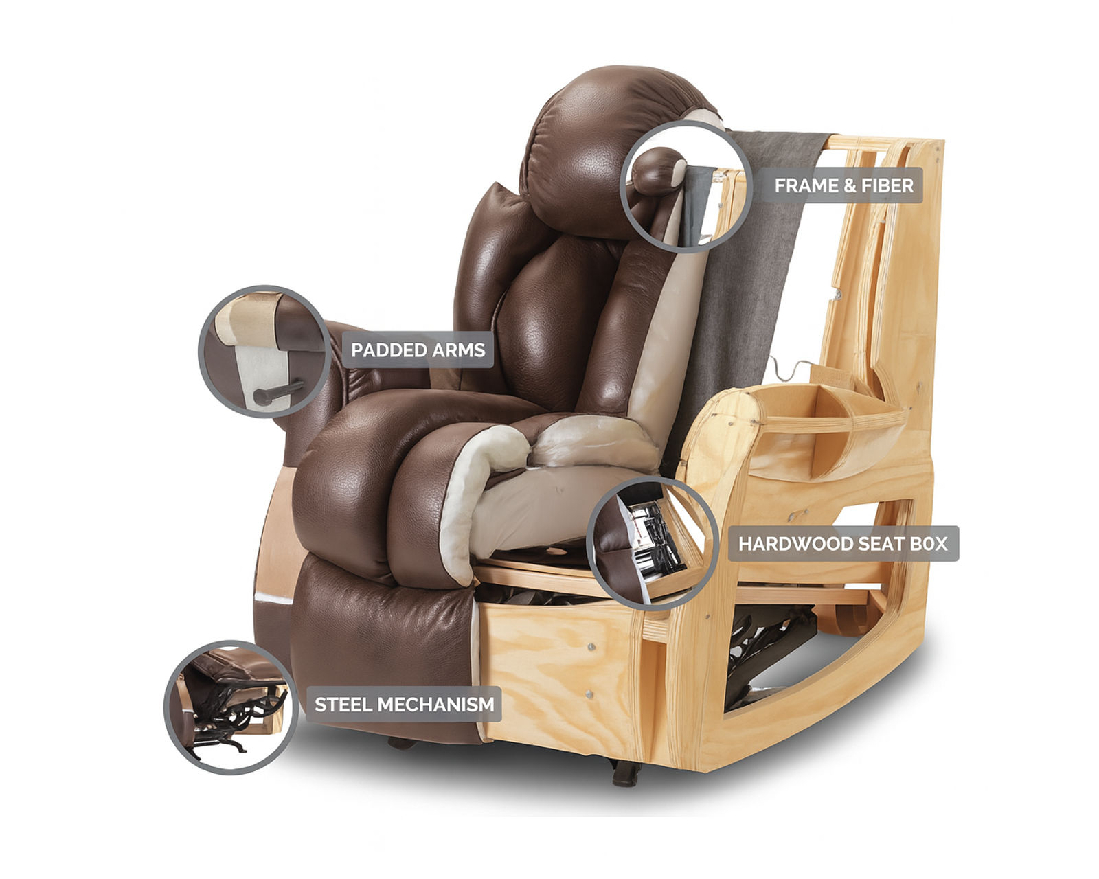 Denver Three Piece Reclining Sectional Chocolate (In stock) - Crafted in Tupelo, Mississippi USA
