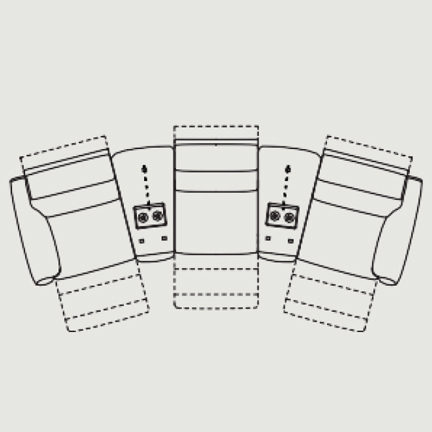 Layout A: Five Piece Sectional 145" wide (3 recliners)