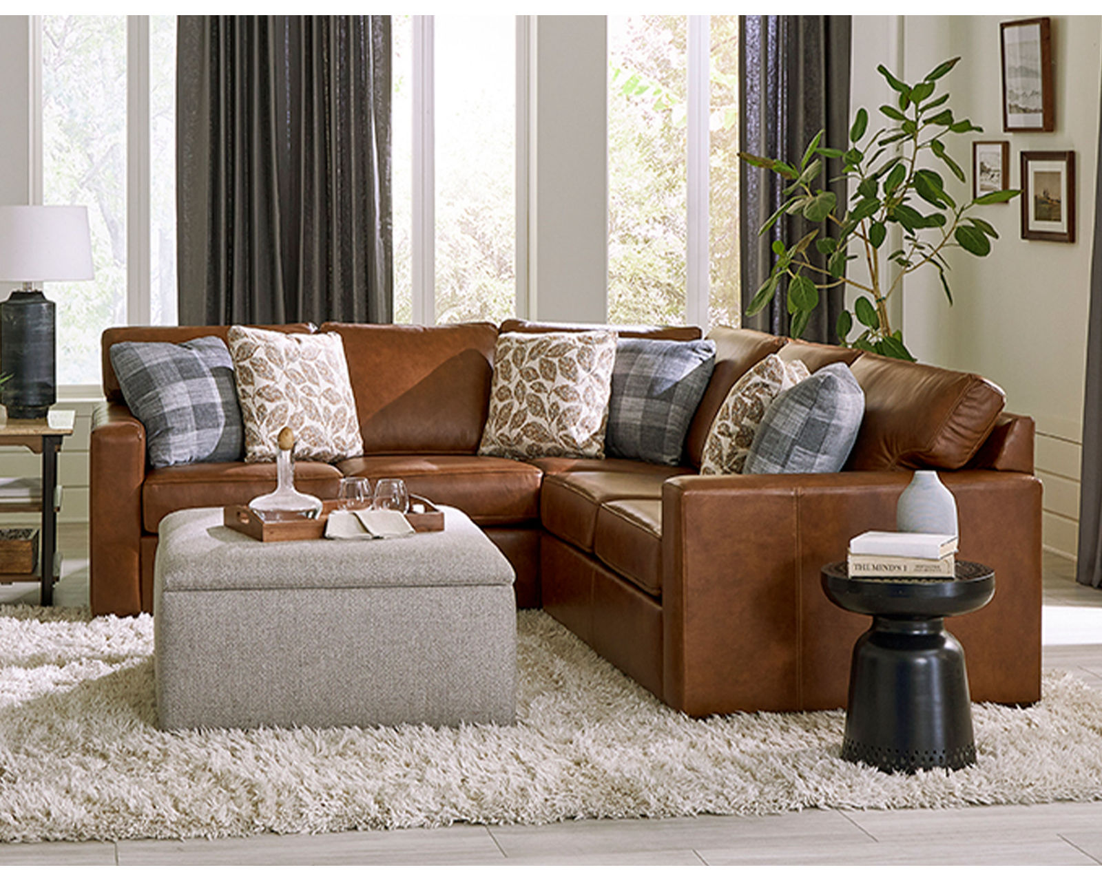 Baylor Stationary Sectional  (+100 Standard and Performance Fabrics) - Also available in leather