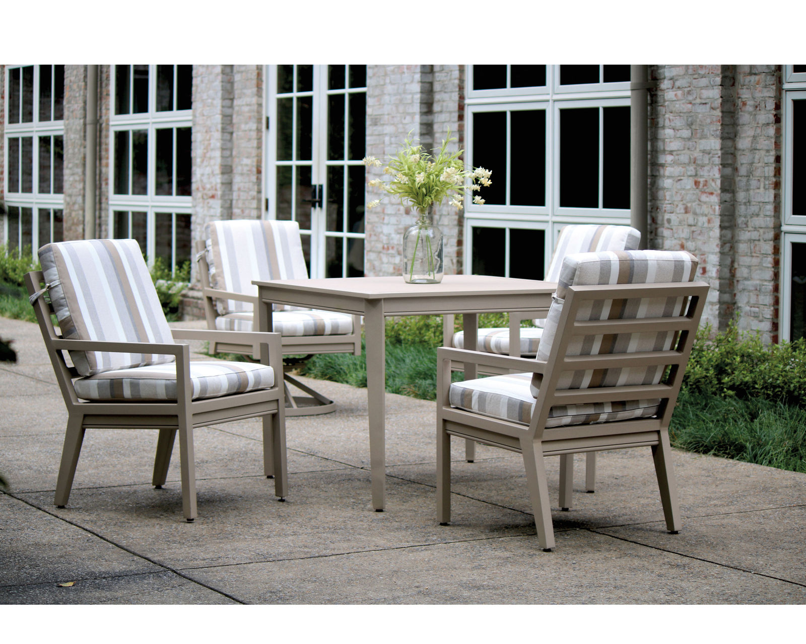 Santa Rosa 41" Square Dining Table (8 Metal Finishes) - Santa Rosa 41" Square Dining Table with Santa Rosa Dining Arm Chair 