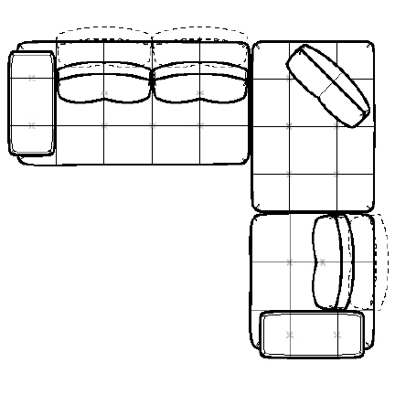 Layout C: Four Piece Sectional 133" x 116"