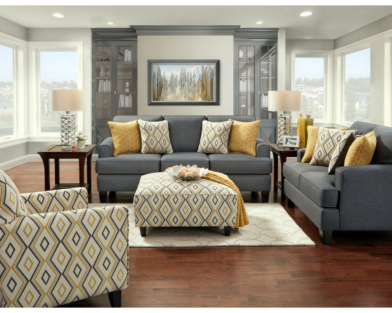 Maxwell Gray Dijon 85" Sofa 2600 (includes pillows) - Entire room available and on sale