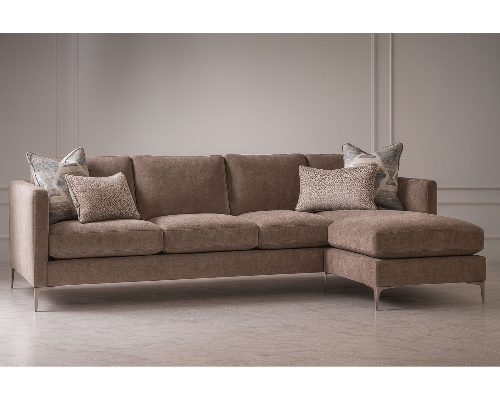 Lenox Chaise Sectional (Metal leg) +69 fabrics - Layout A: Two Piece Sectional 116" x 62"