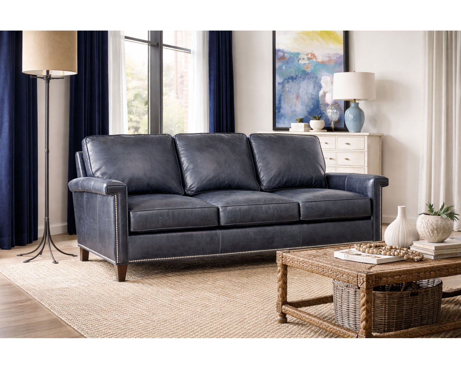 Bradington Young Mallory 774 Sofa (12 leathers) 8-Way Hand Tie - Mallory Stationary 82" Sofa 8-Way Hand Tie