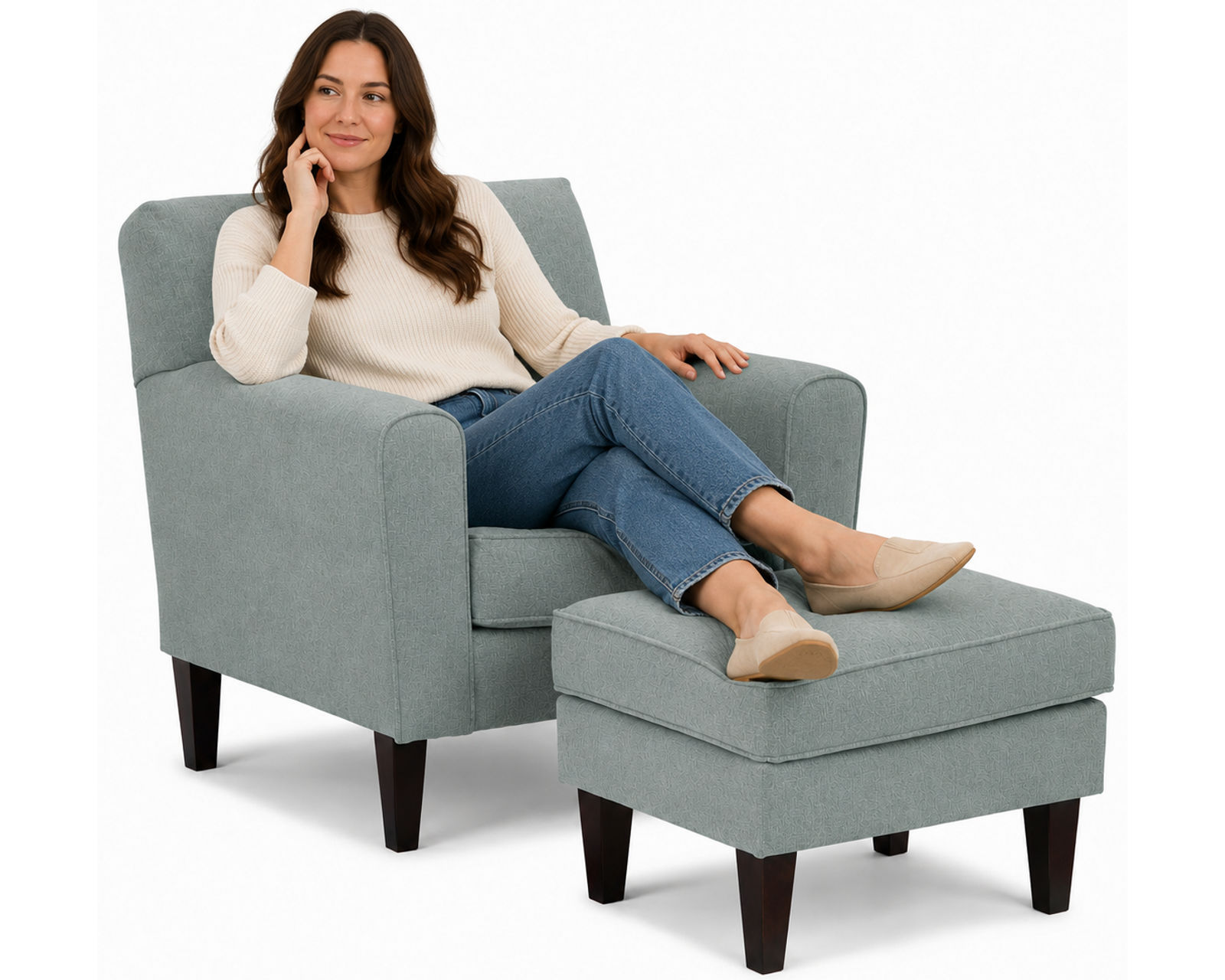 Maisie 83" Sofa (+100 fabrics) 3 wood finishes - Maisie Club Chair and Ottoman