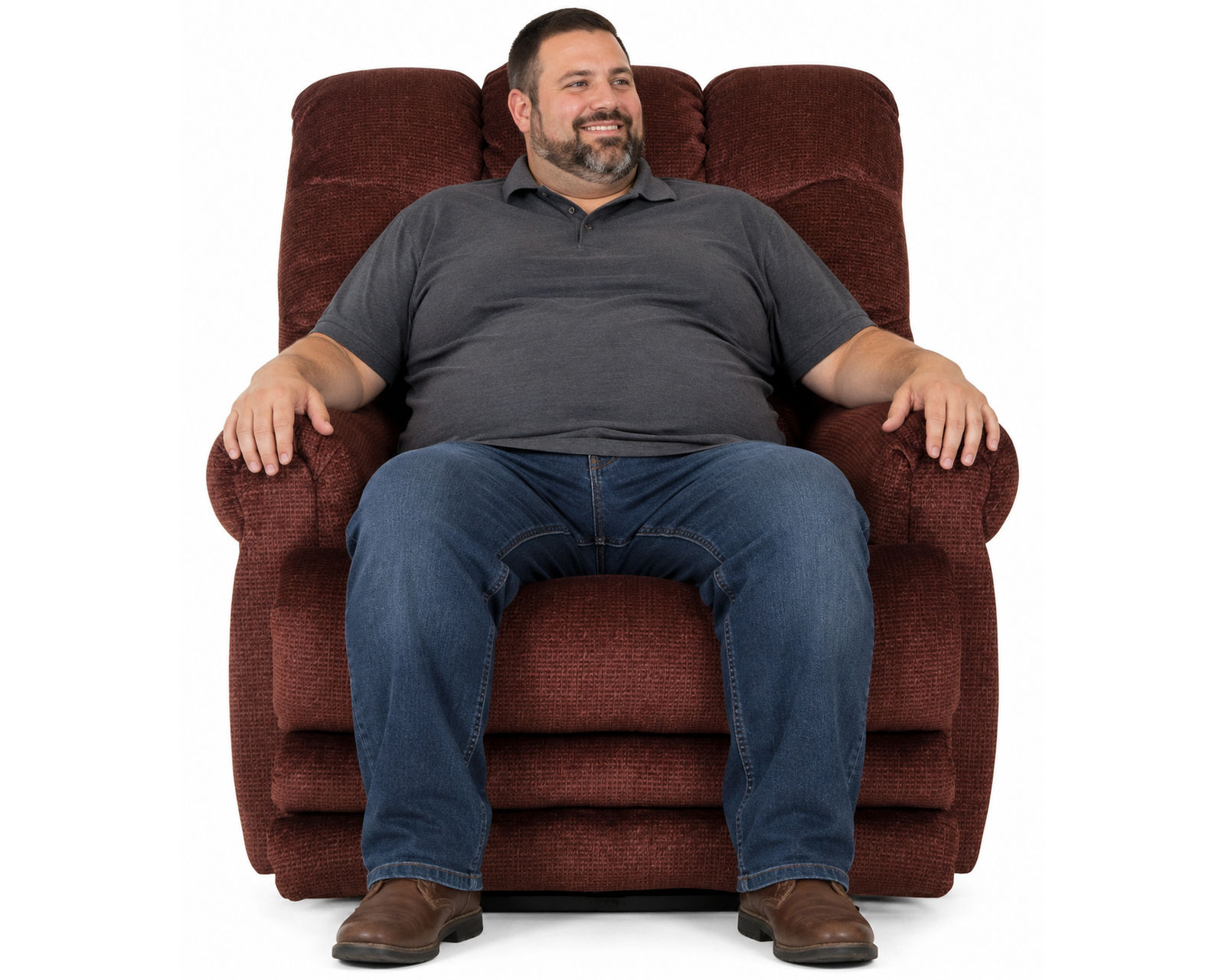 Malone Big Man's Lay Flat Power Recliner Big & Tall Strength. Lay-Flat Comfort (3 colors) - Showin in Fabric Color Merlot