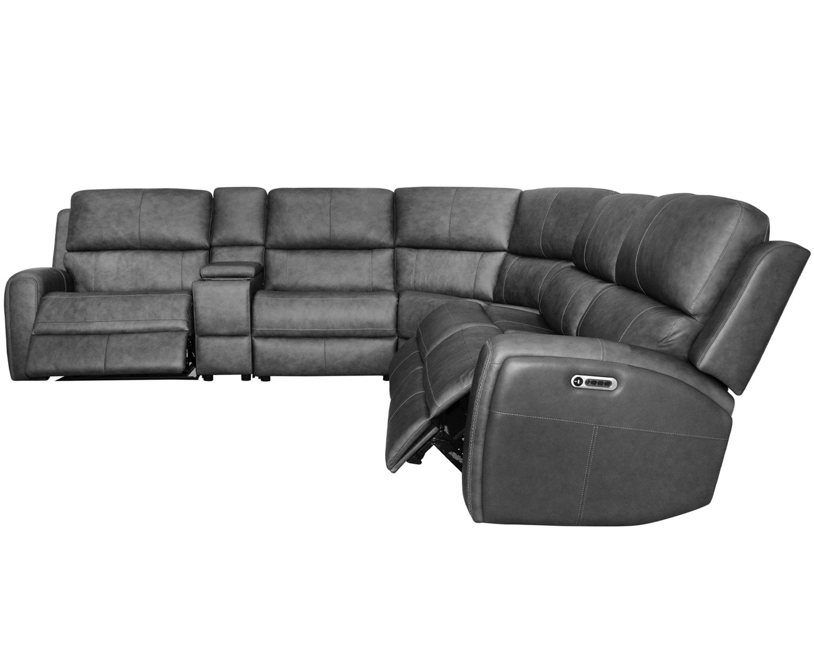Linden 1043 Triple Power Zero Gravity Reclining Sectional (2 colors) in stock - Layout A: Six Piece Reclining Sectional 121" x 108"