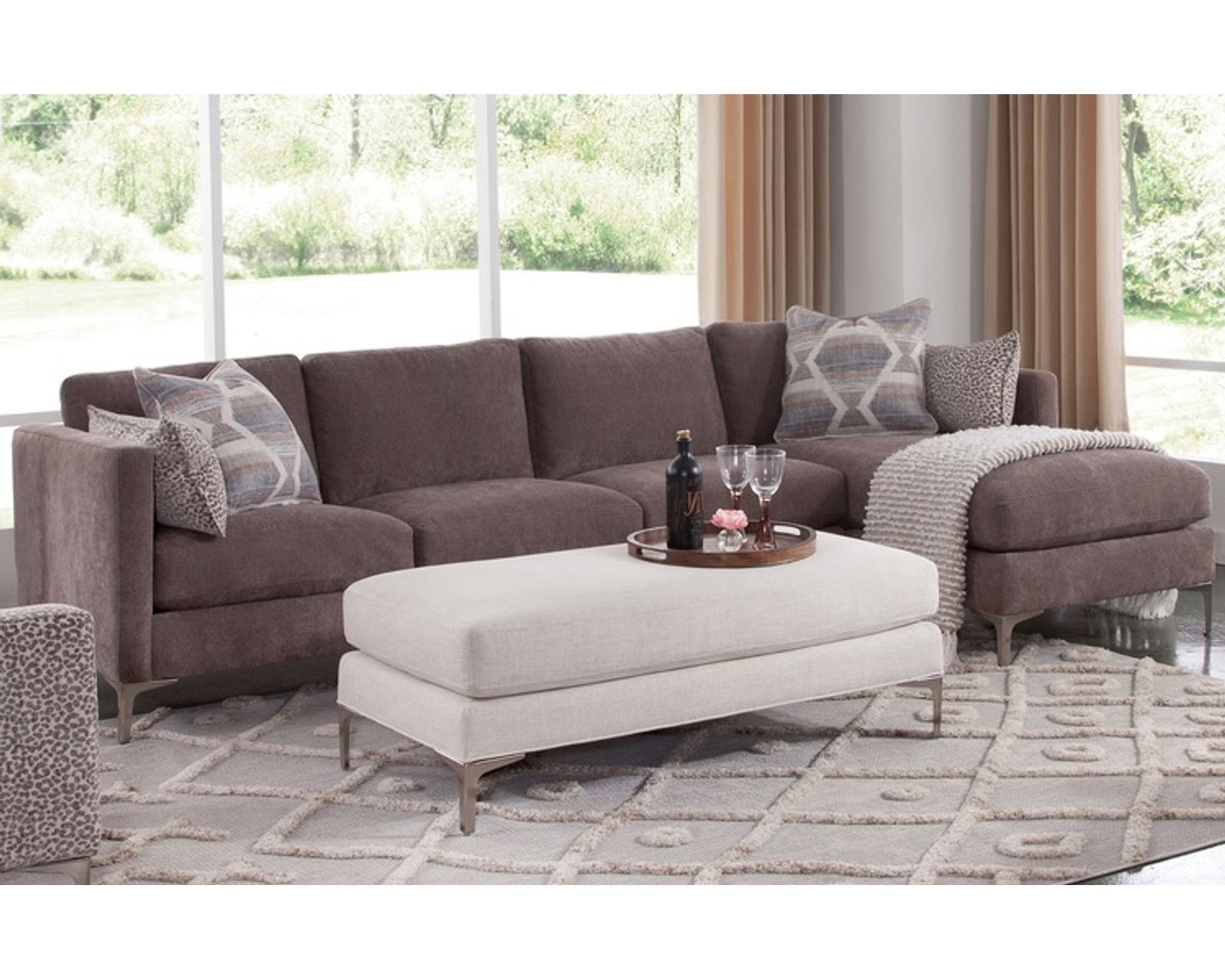 Lenox Chaise Sectional (Metal leg) +69 fabrics - Layout A: Two Piece Sectional 116" x 62"