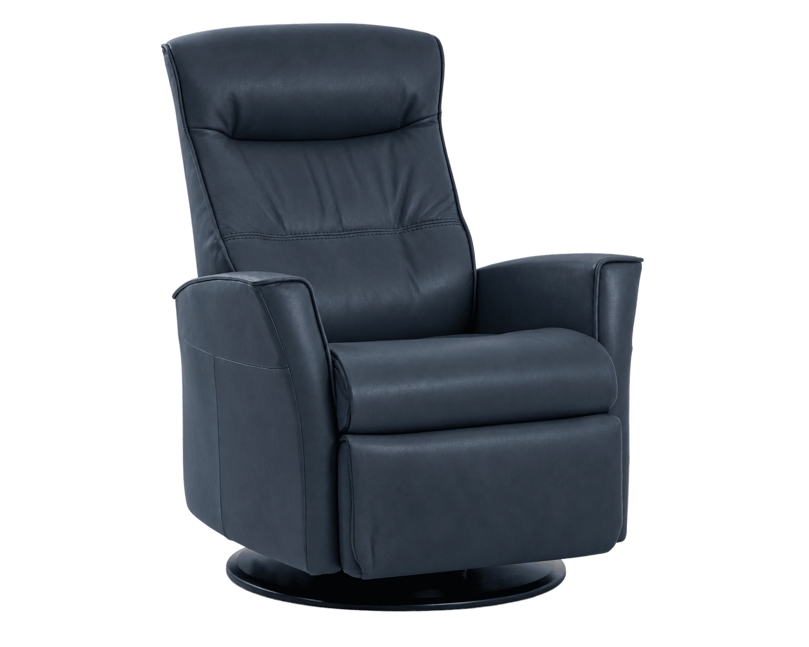 Crown Swivel Glider Relaxer Recliner (Scandinavian Comfort. Engineered Around You. In Stock - Cinder) - Shown in Top Grain Leather Color Trend Pacific