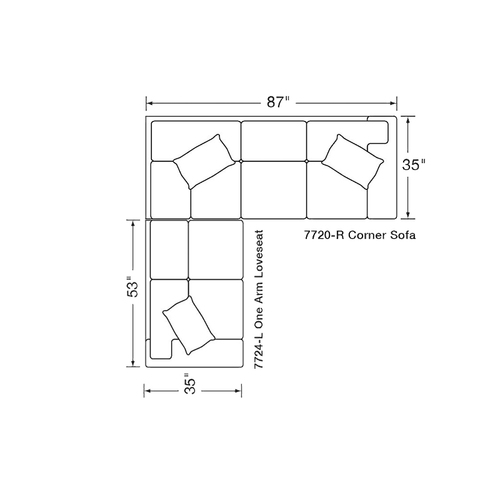 Layout B:  Two Piece Sectional  (88" x 87")