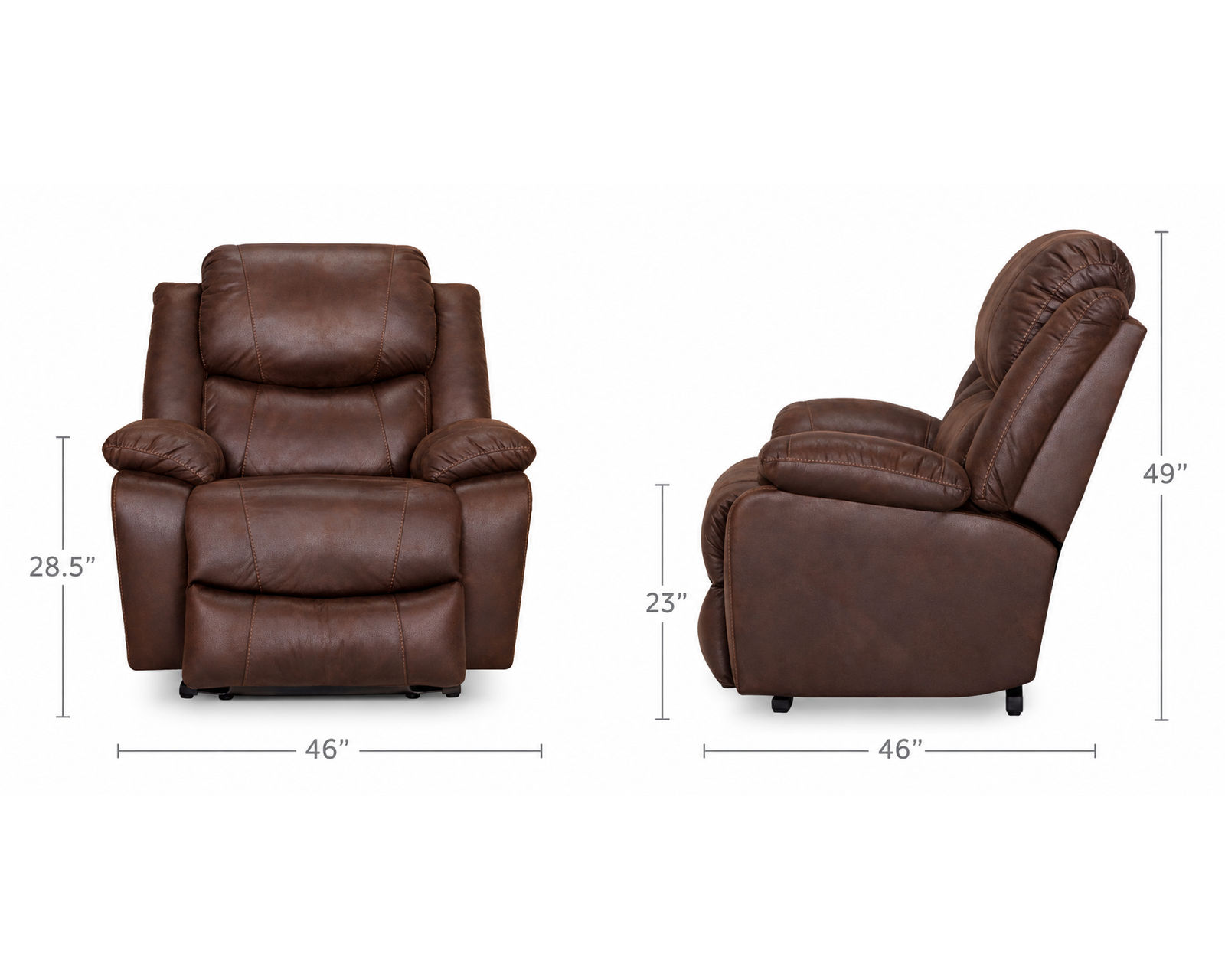 Caesar 9534 500 lb. Oversized Big Man's Rocker Recliner Brown  (Commanding Size. Heavy-Duty Strength. Built for 500 lbs) - Built for Bigger Comfort.