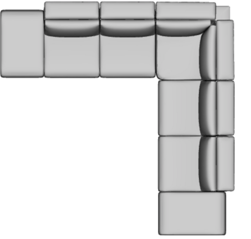 Layout L: Seven Piece Wide Reclining Sectional 134" x 134" (2 recliners)
