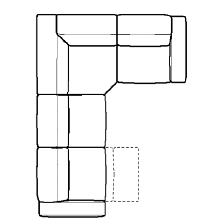 Layout E: Four Piece Sectional 128" x 94" (1 recliner)