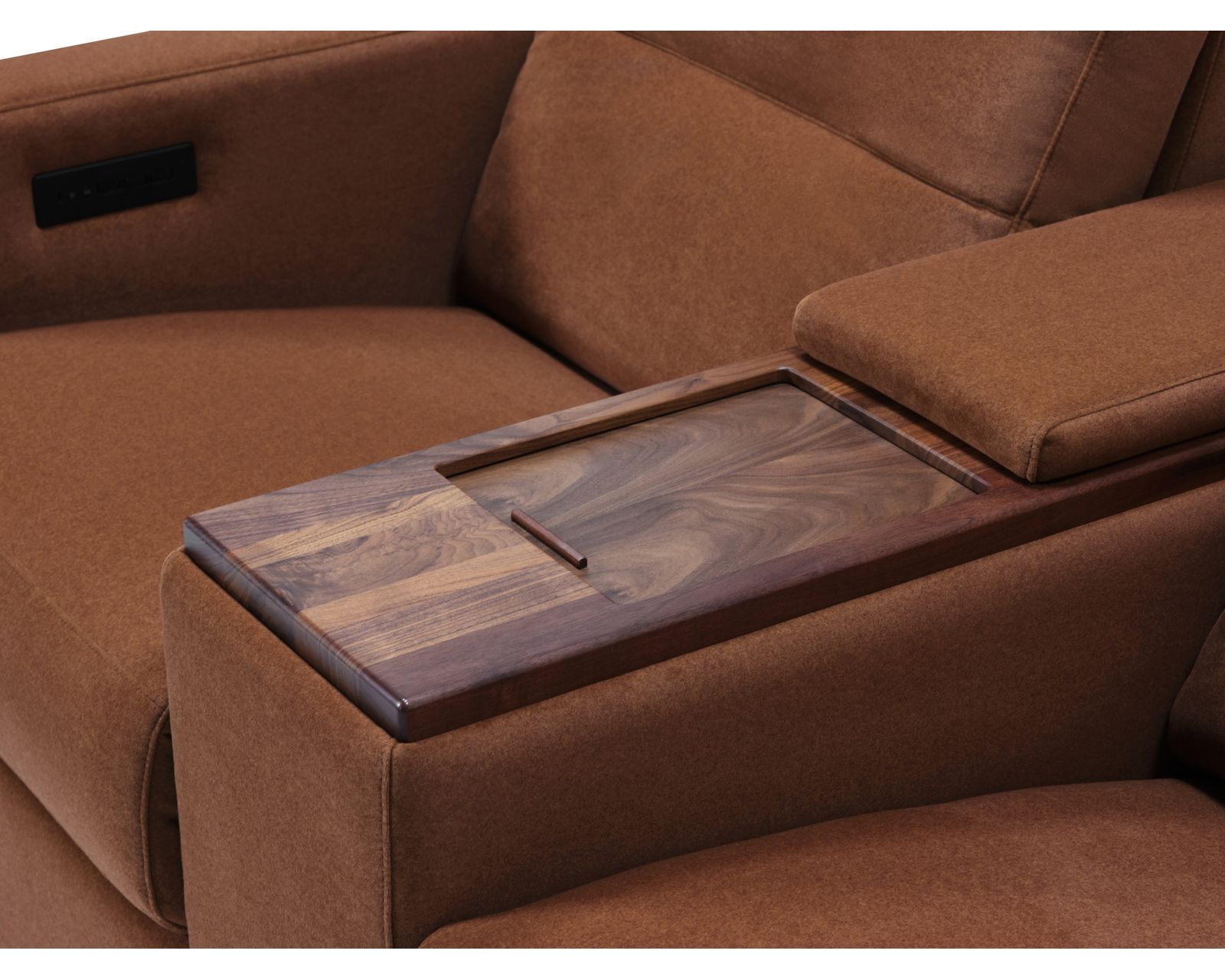 Reece 40109 Triple Power Reclining Sofa (81") +100 leathers - Center console features storage (2 wood finishes)