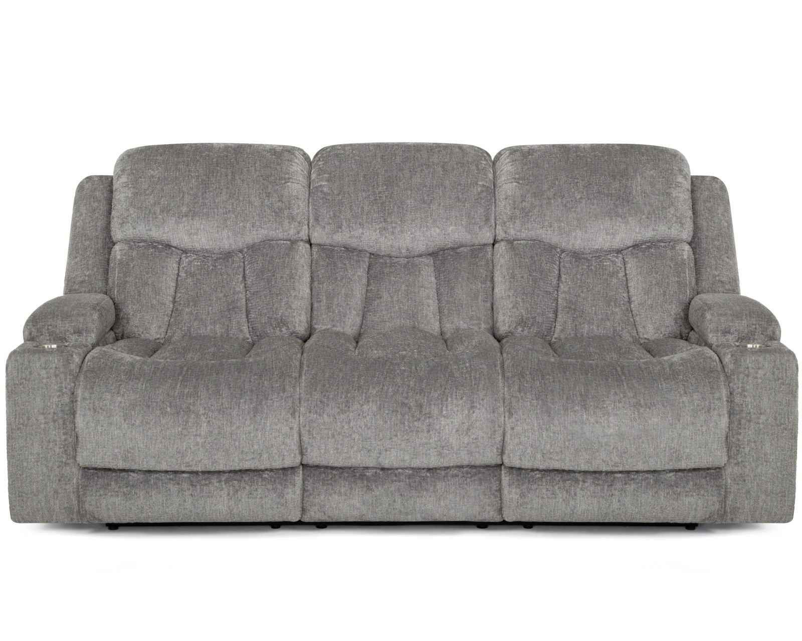 Denali 90" Power Reclining Sofa with Fold Down Table, Lights, USB, Wireless Charging, Dual Arm Storage, Massage, Cupholders & Drawer (+3 colors) - Ash Fabric