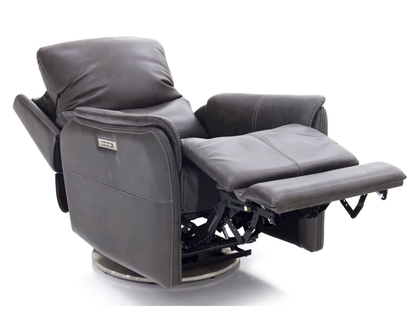 Salem Swivel Recliner w/Power Recline, Power Head Rest & Power Lumbar (Lay Flat) - Steel (In stock)