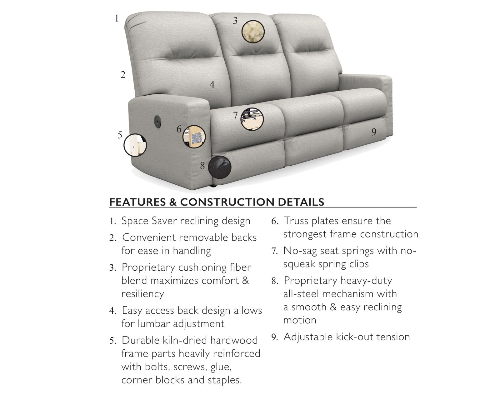 Maverly 88" Reclining Sofa (+130 fabrics)