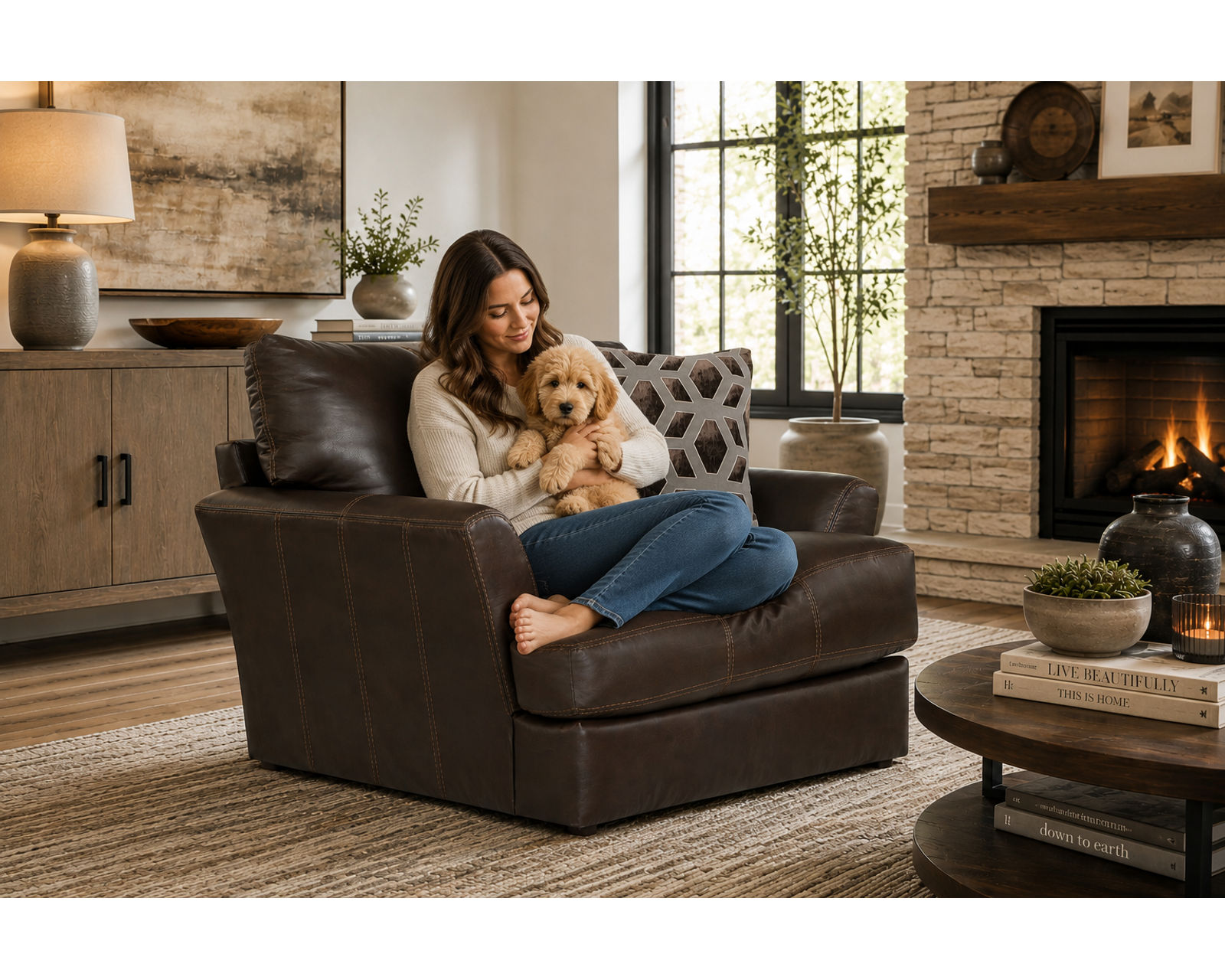 Prato Top Grain Leather Touch 85" Sofa (2 colors) includes pillows