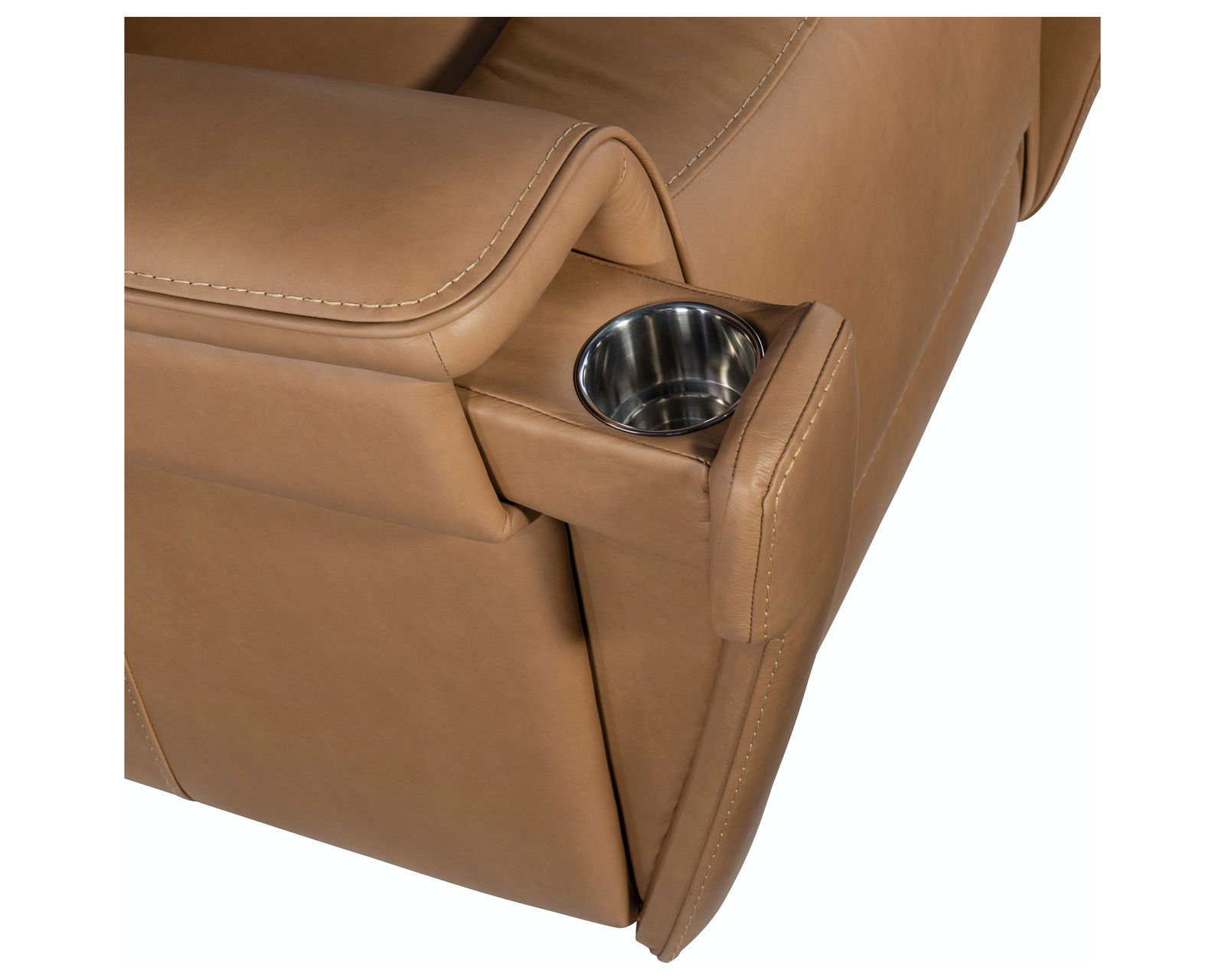 Lyra Leather Zero Gravity Power Sofa with Power Headrest 89" (Brown) In stock - USB port and pop-out arm panel with a metal cupholder in all arms