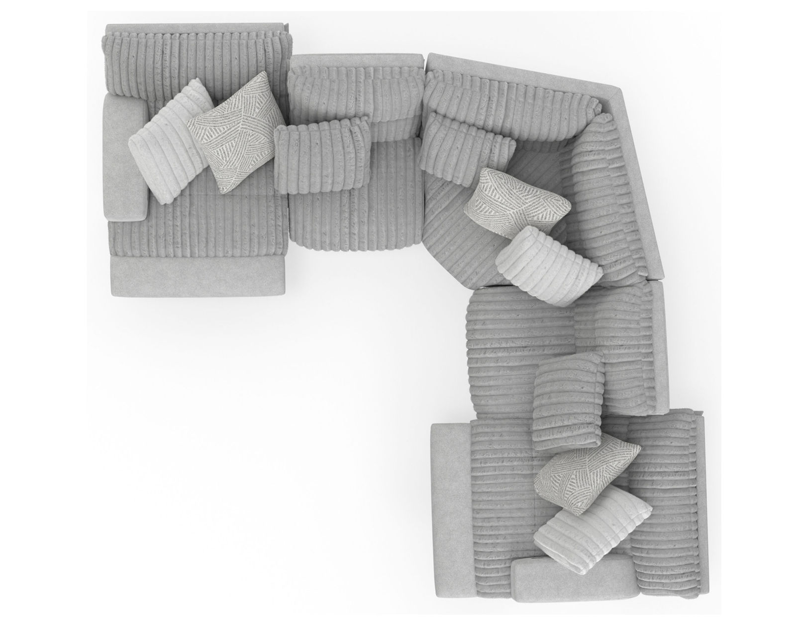 Abraxas Two Tone Modular Reclining Sectional (includes pillows) - Layout K: Five Piece Reclining Sectional 127" x 127" (2 Recliners)