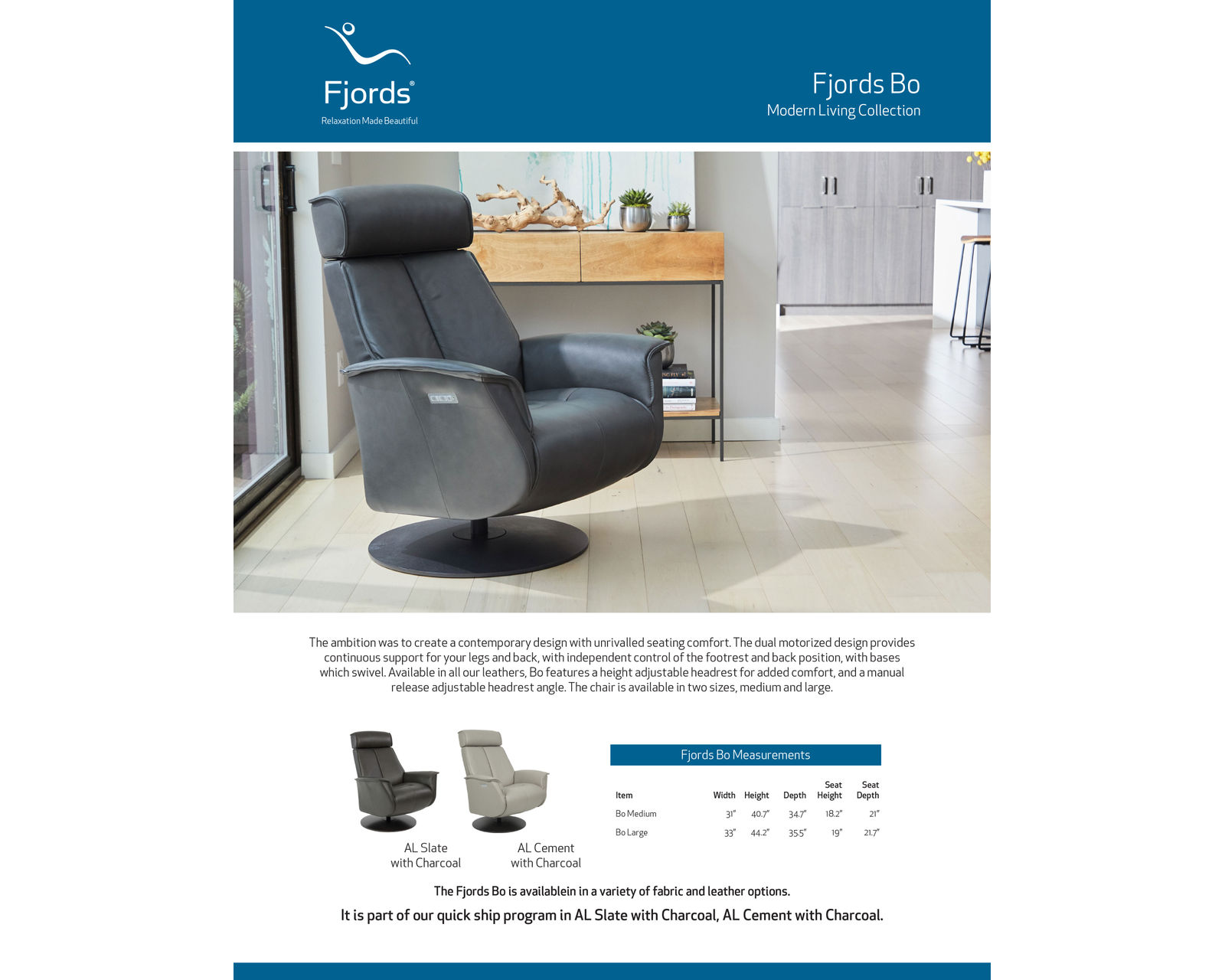 Bo Cordless Dual Power Leather Recliner Slate (2 Sizes) In stock - Fast shipping