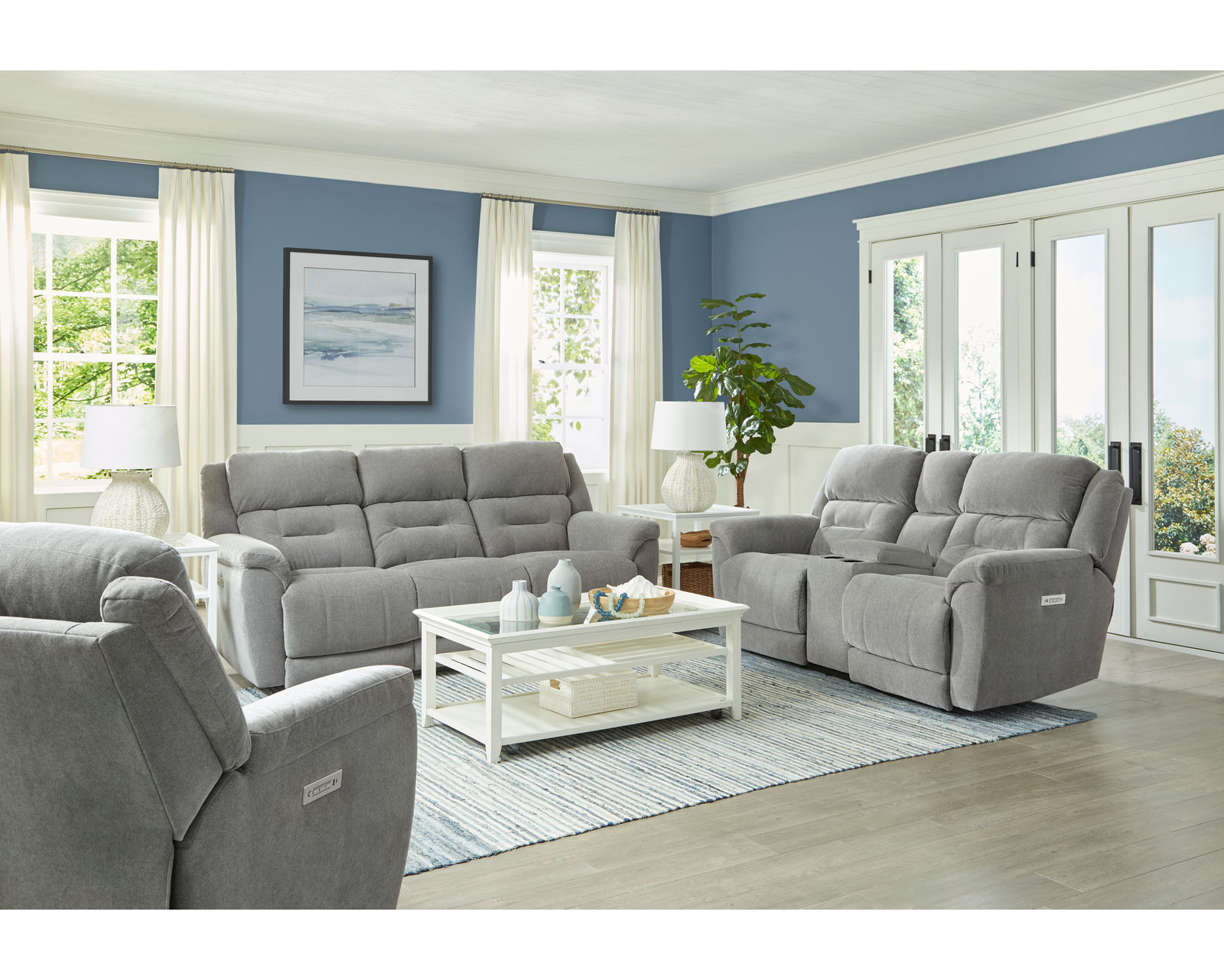 Knockout 89" Zero Gravity Triple Power Reclining Sofa Grey (In stock) - Knockout 89" Zero Gravity Triple Power Reclining Sofa