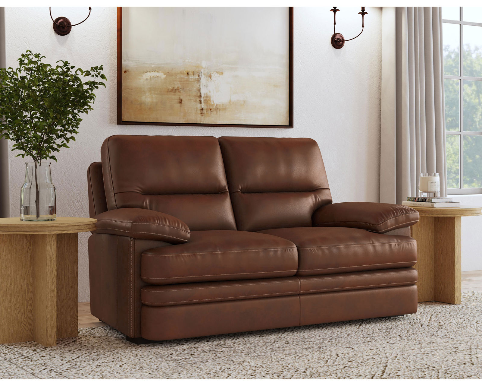 David 1825 All Leather Sofa (93") In stock - David Leather Loveseat