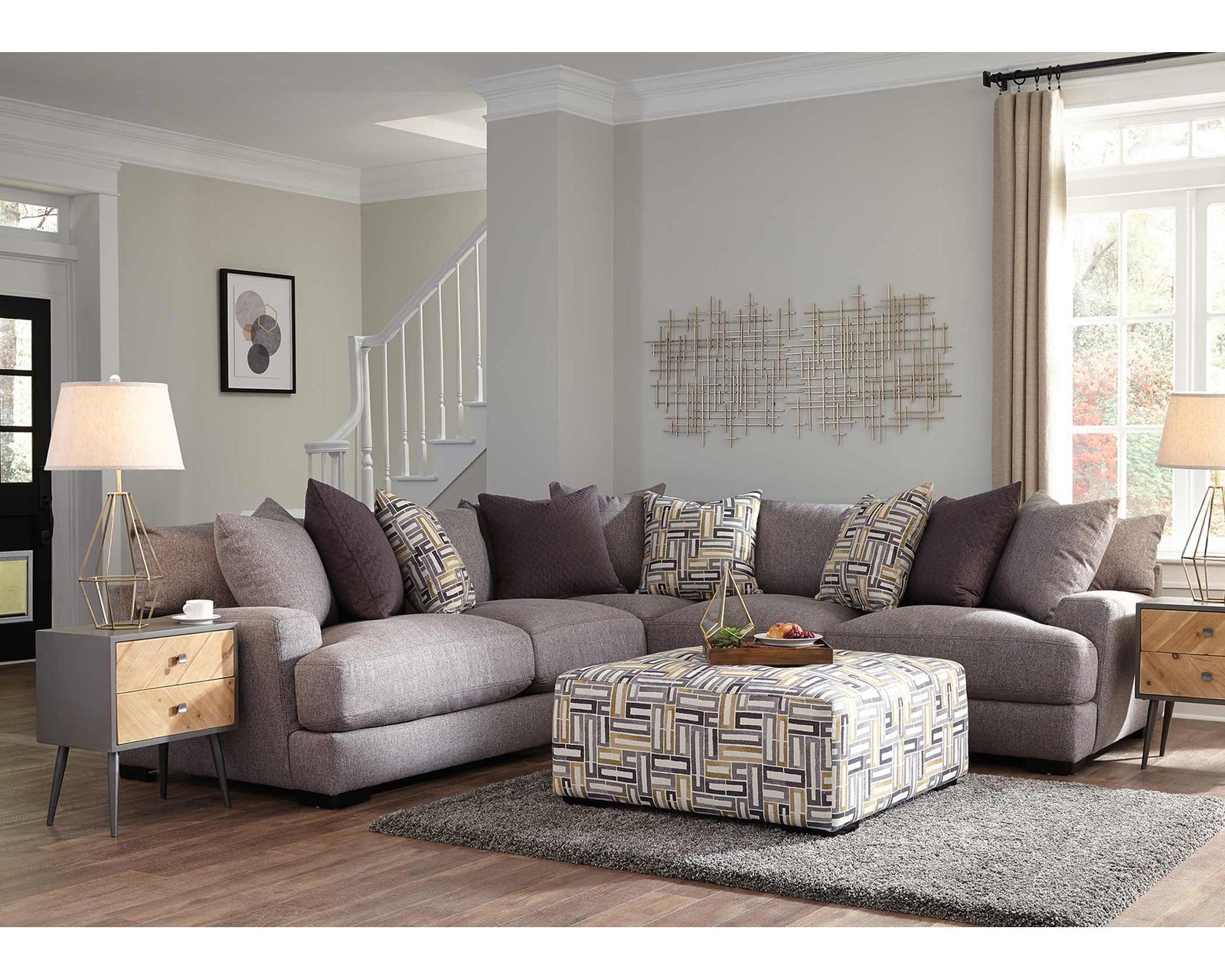 Brentwood 115" x 115" Three Piece Sectional (Contemporary Scale. Sink-In Comfort) - Beautifully Designed Rooms. Effortlessly Yours.