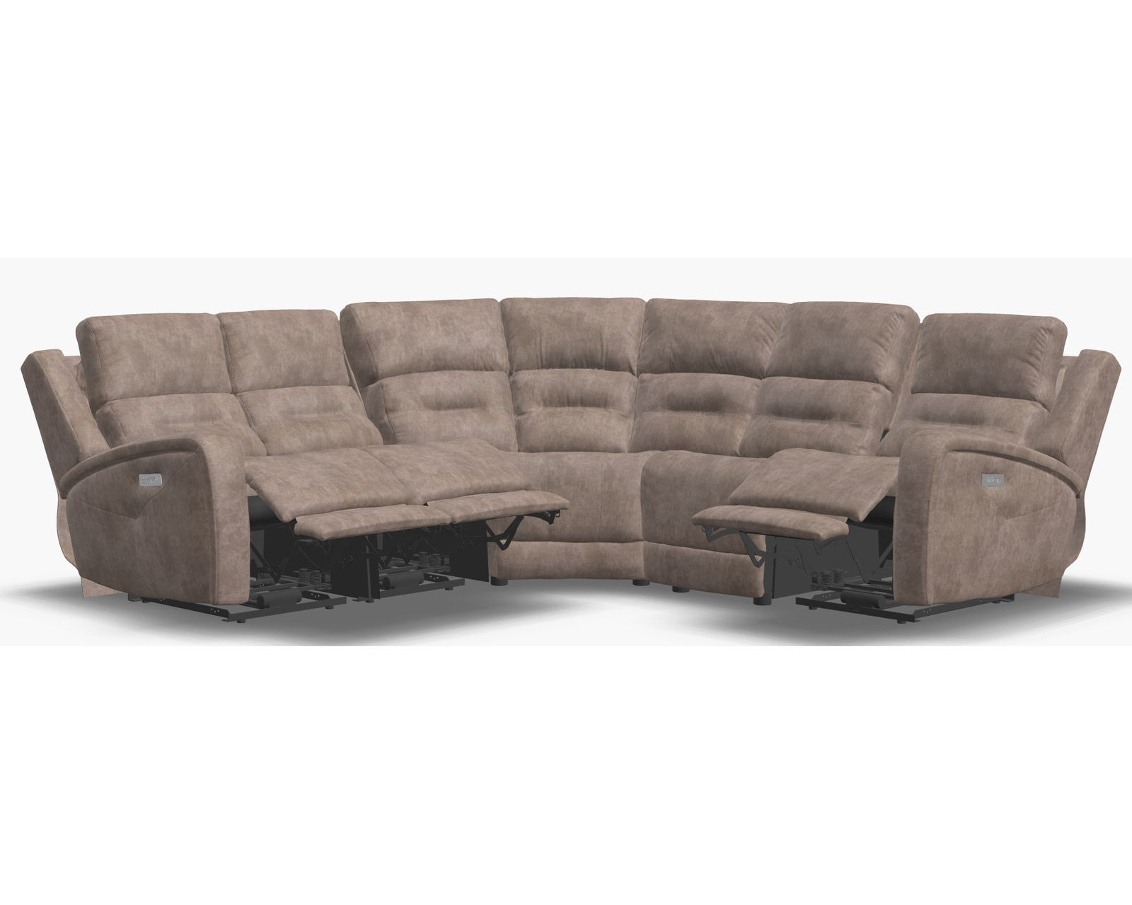 Washington 41067 Power Headrest Power Reclining Sectional (+50 fabrics) - Layout A: Five Piece Sectional 107" x 107" (2 recliners)