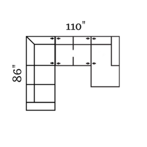 Layout C: Three Piece Sectional 86" x 110" x 62"